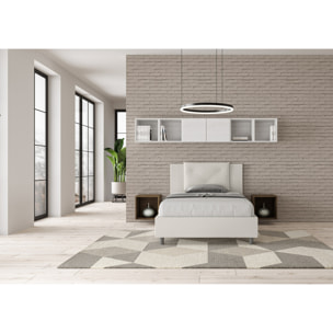 Letto una piazza e mezza contenitore imbottito 120x190 similpelle bianco Appia