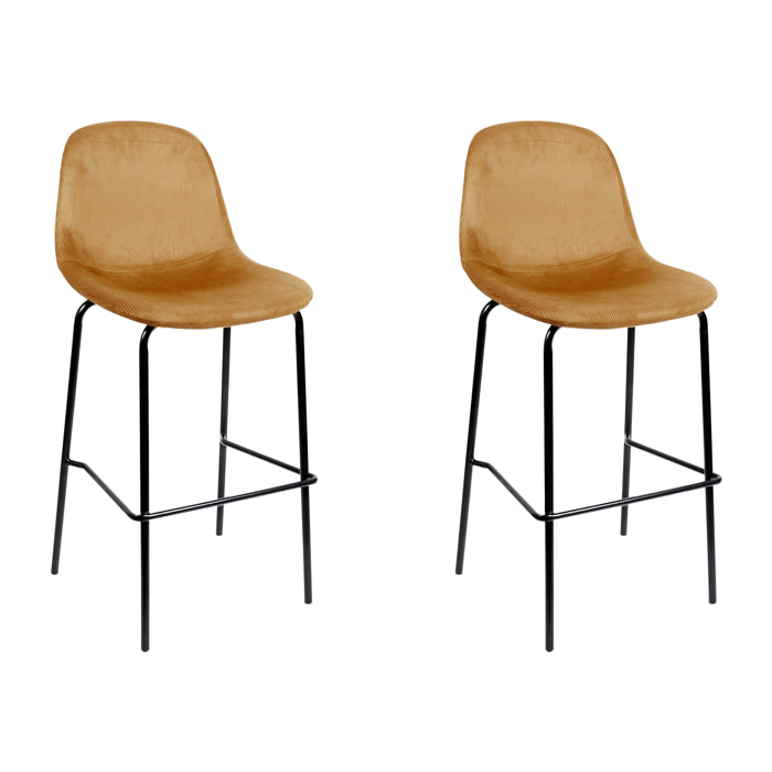 Chaise De Bar Giulia Jaune - Lot De 2