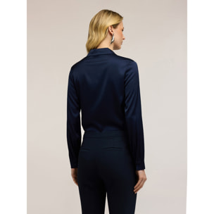 Motivi - Camicia in raso di viscosa - Blu