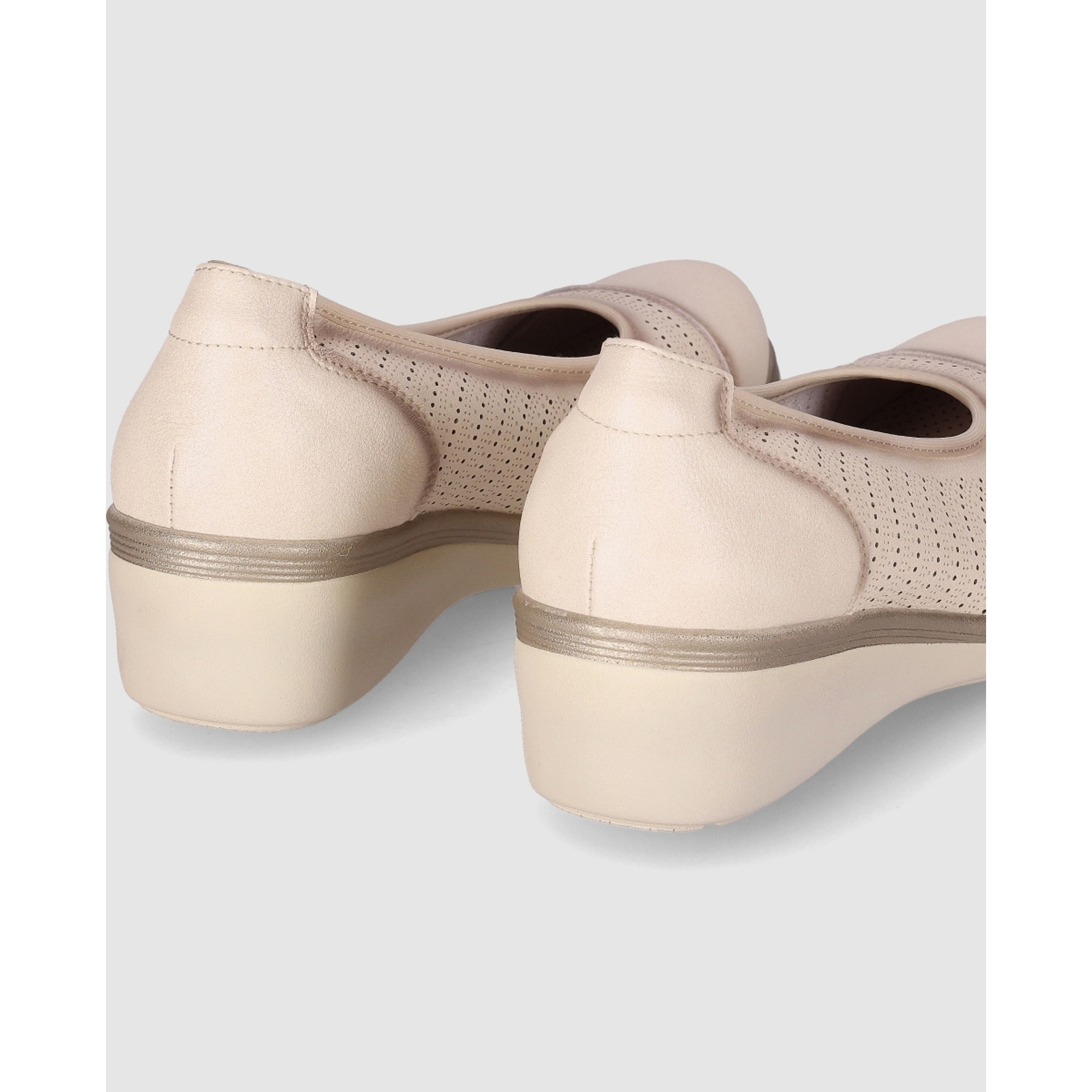 Zapatos de Piel - Beig - Tacón: 3 cm