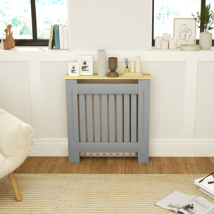 Cubre Radiadores Cubreradiador de MDF Cubierta para Radiador para Salón Dormitorio Pasillo 78x19x83 cm Gris y Roble