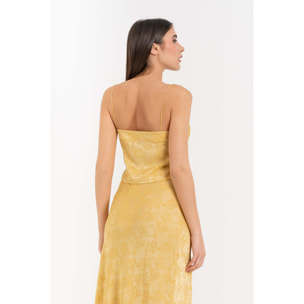Kocca - Top da donna con scollo a cuore in jacquard floreale Donna