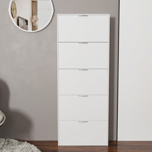 Scarpiera Portascarpe 5 Ante In Legno Da Ingresso Salvaspazio A Ribalta Soggiorno Camera Ufficio Design Ultra Slim Moderno 180 x 70 x 16 Cm Bianco
