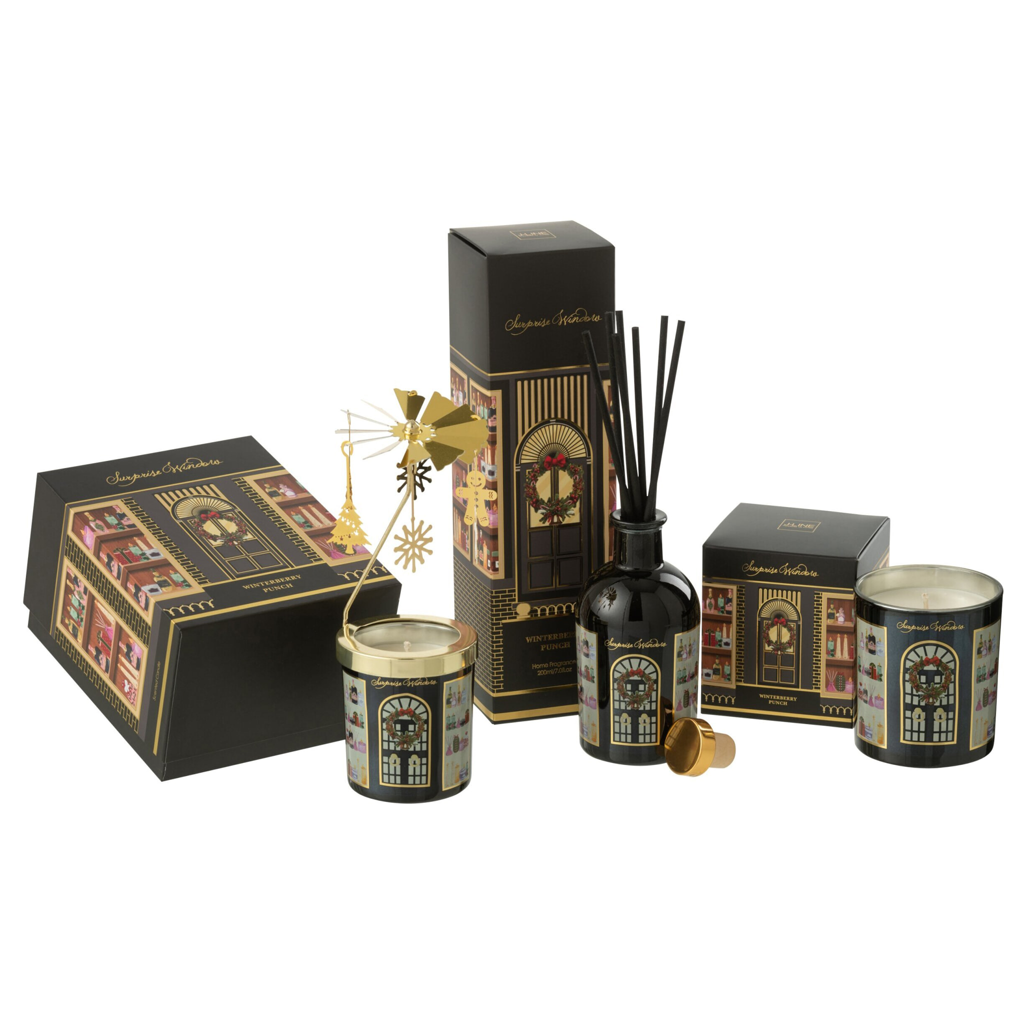 J-Line bougie parfumée Carousel Surprise Window - verre - noir/mix