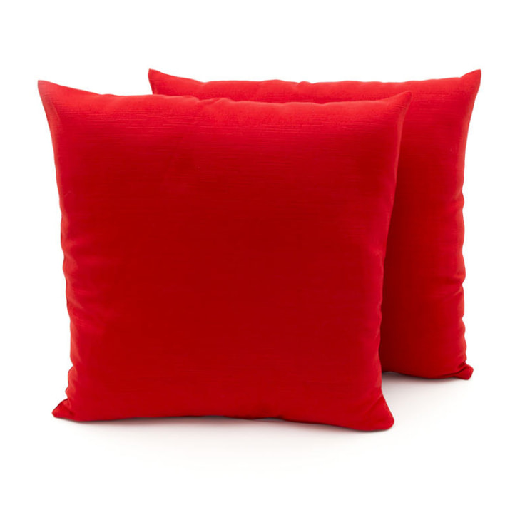 Coppia Cuscini Arredo In Tessuto Ottoman Tinta Unita Rosso 20