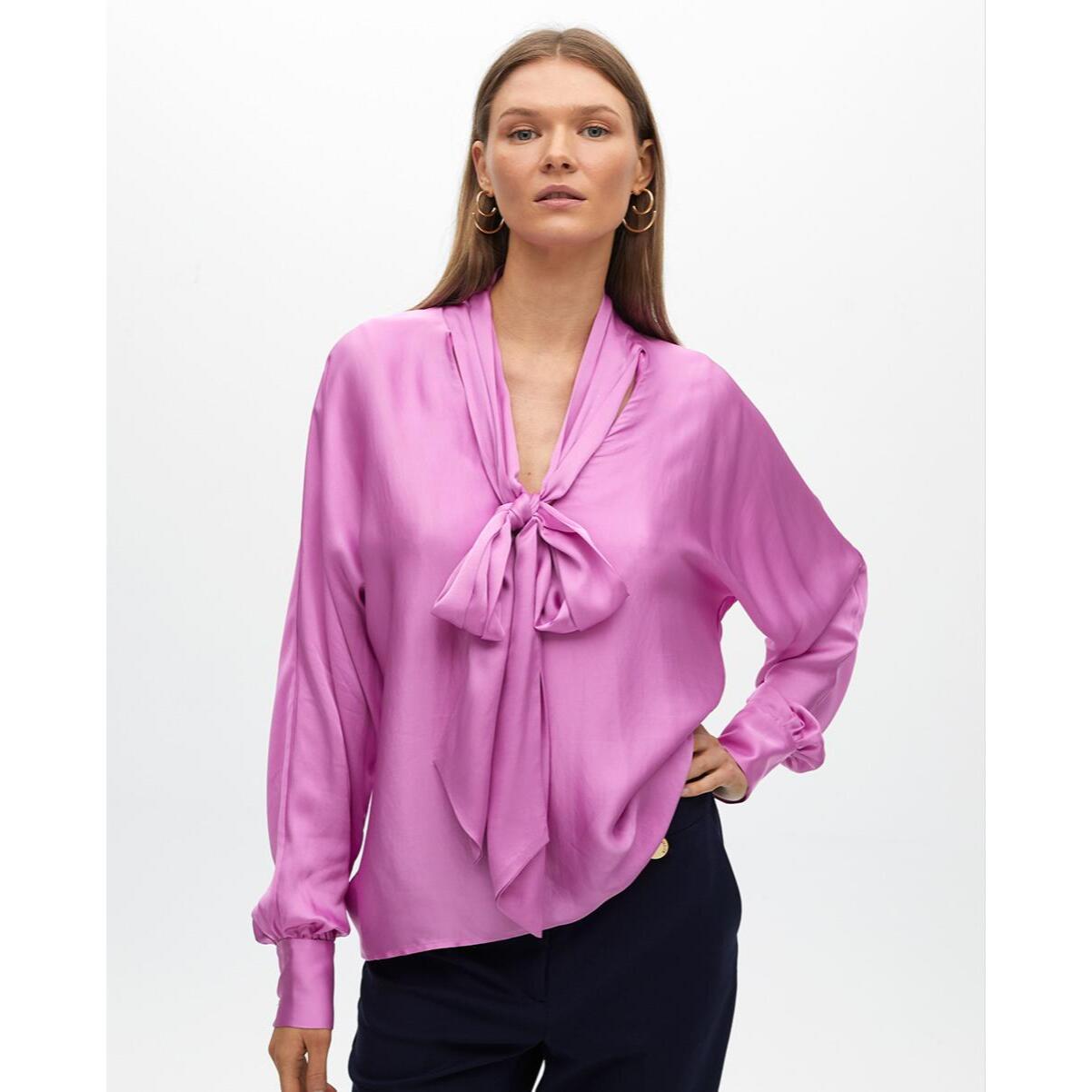 Blusa in Raso Fluida con Fiocco
