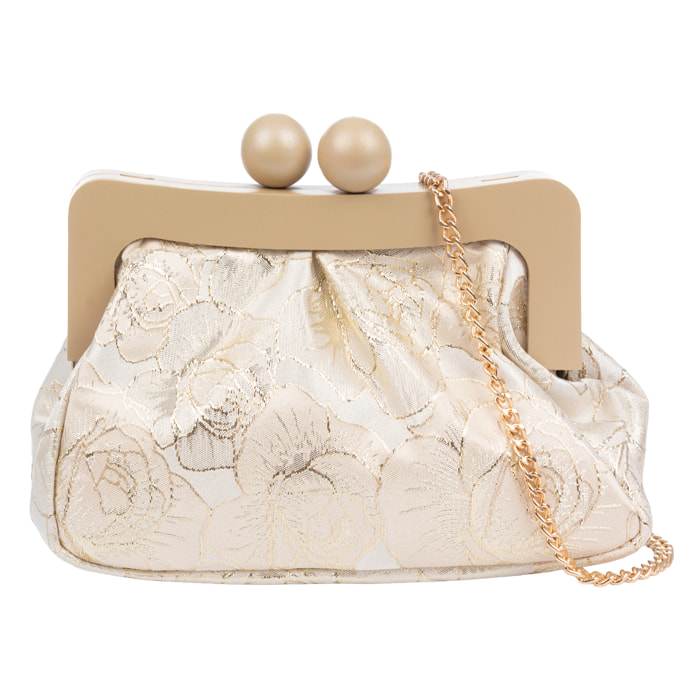 Bormida Bolso bandolera Mujer. Fabricado en madera y tela con diseños florales.