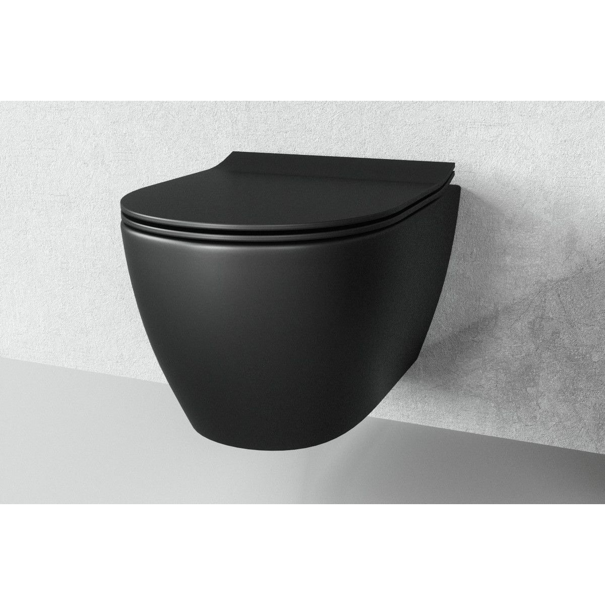 Pack WC Bati-support extra-plat UP720 + WC Vitra Sento sans bride noir mat + Abattant softclose + Plaque noire chromé