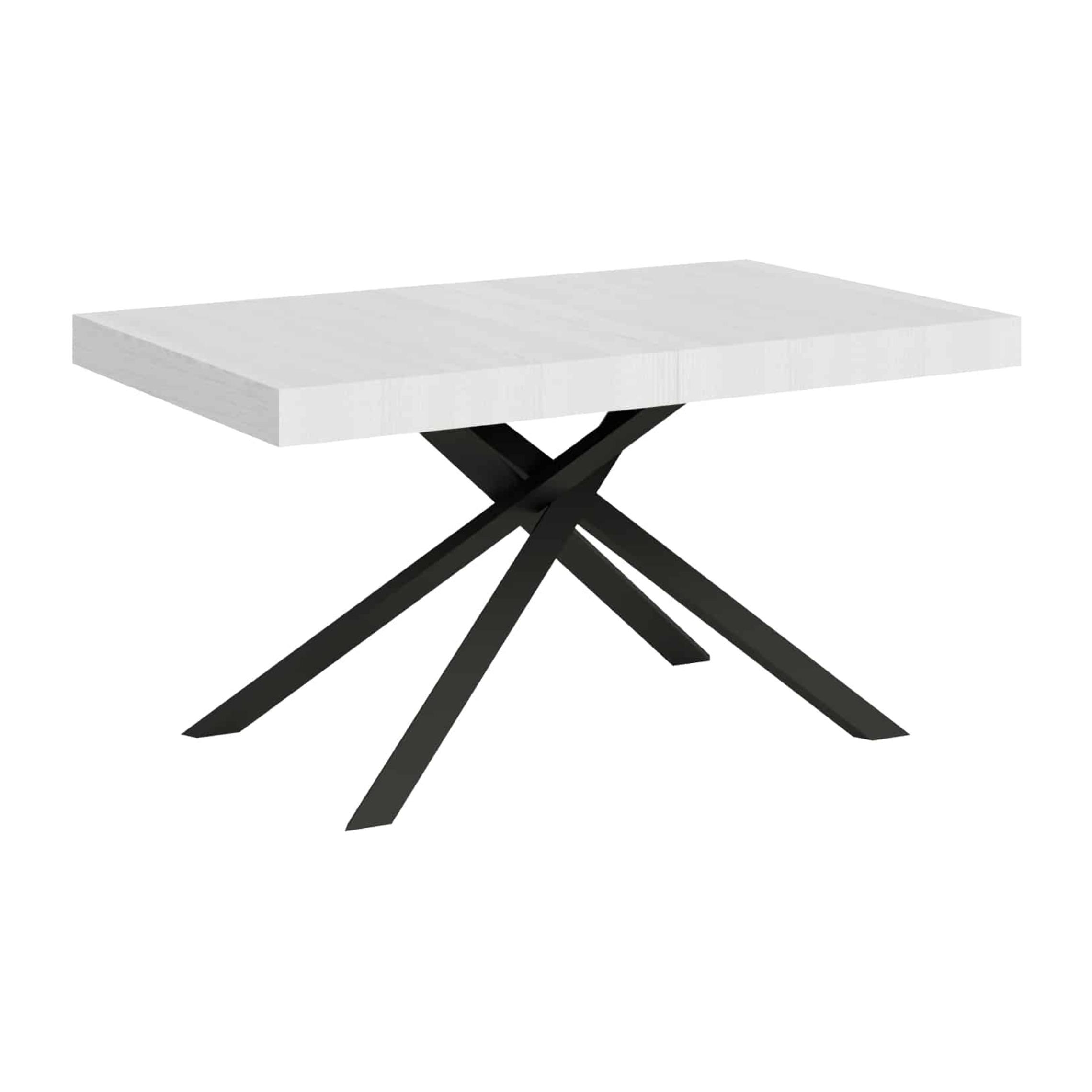 Table extensible 90x160/420 cm Karida frêne blanc pieds anthracite