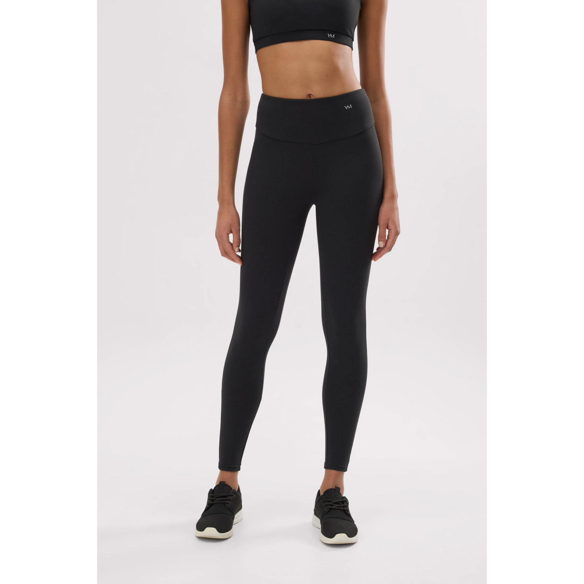 Leggings sportivi a vita alta in cotone nero