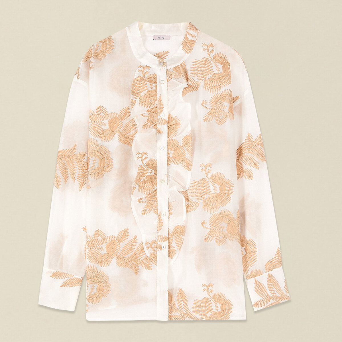 Oltre - Camisa mezcla lyocell con bordados - Blanco