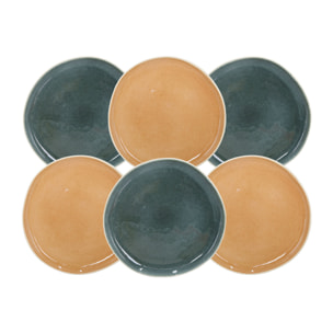 Lot de 6 grandes assiettes, CORALIA