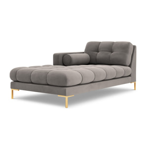 Méridienne gauche "Bali" en velours gris clair