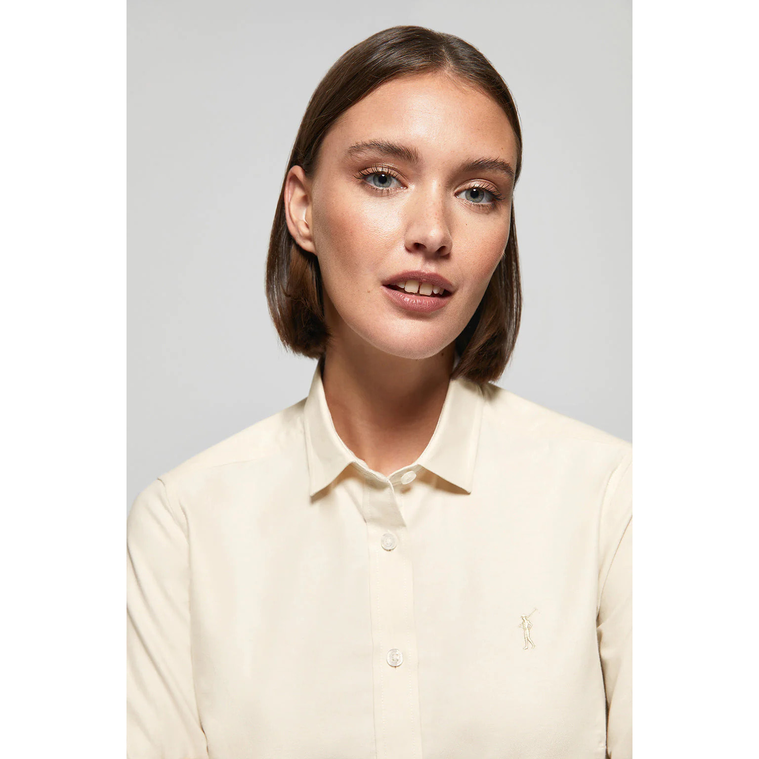 Camicia Oxford Regular fit beige con logo Rigby Go