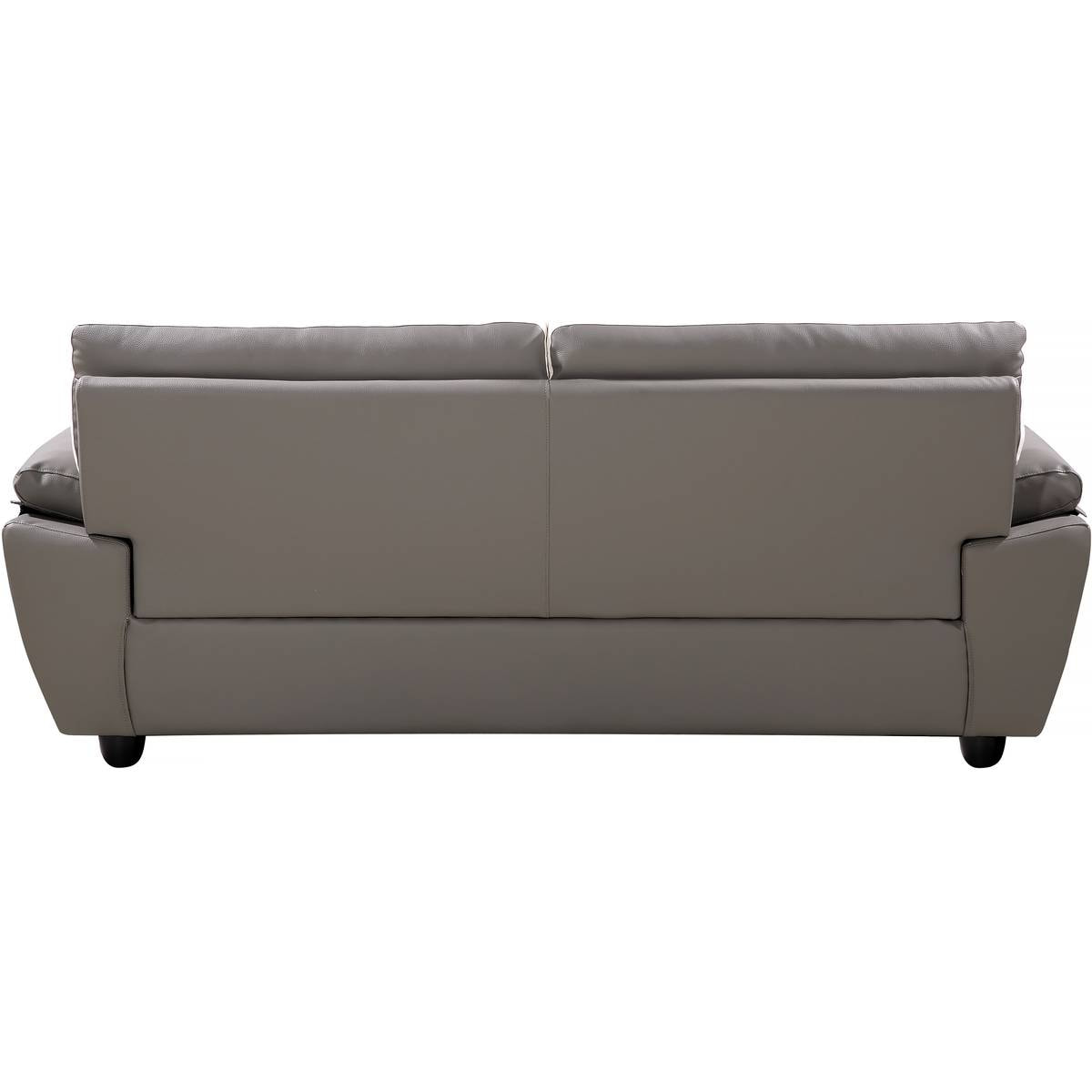 Canapé fixe en cuir reconstitué et PVC " Dallas" - 210 x 88 x 90 cm - 3 places - Gris/Blanc