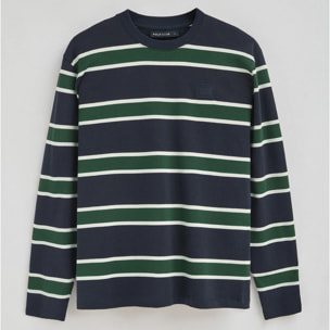 Camiseta Carter con rayas azul marino y verde botella con parche personalizado Polo Club