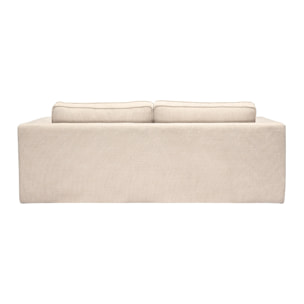 Canapé design en tissu effet velours texturé beige 3 places GRAMMY