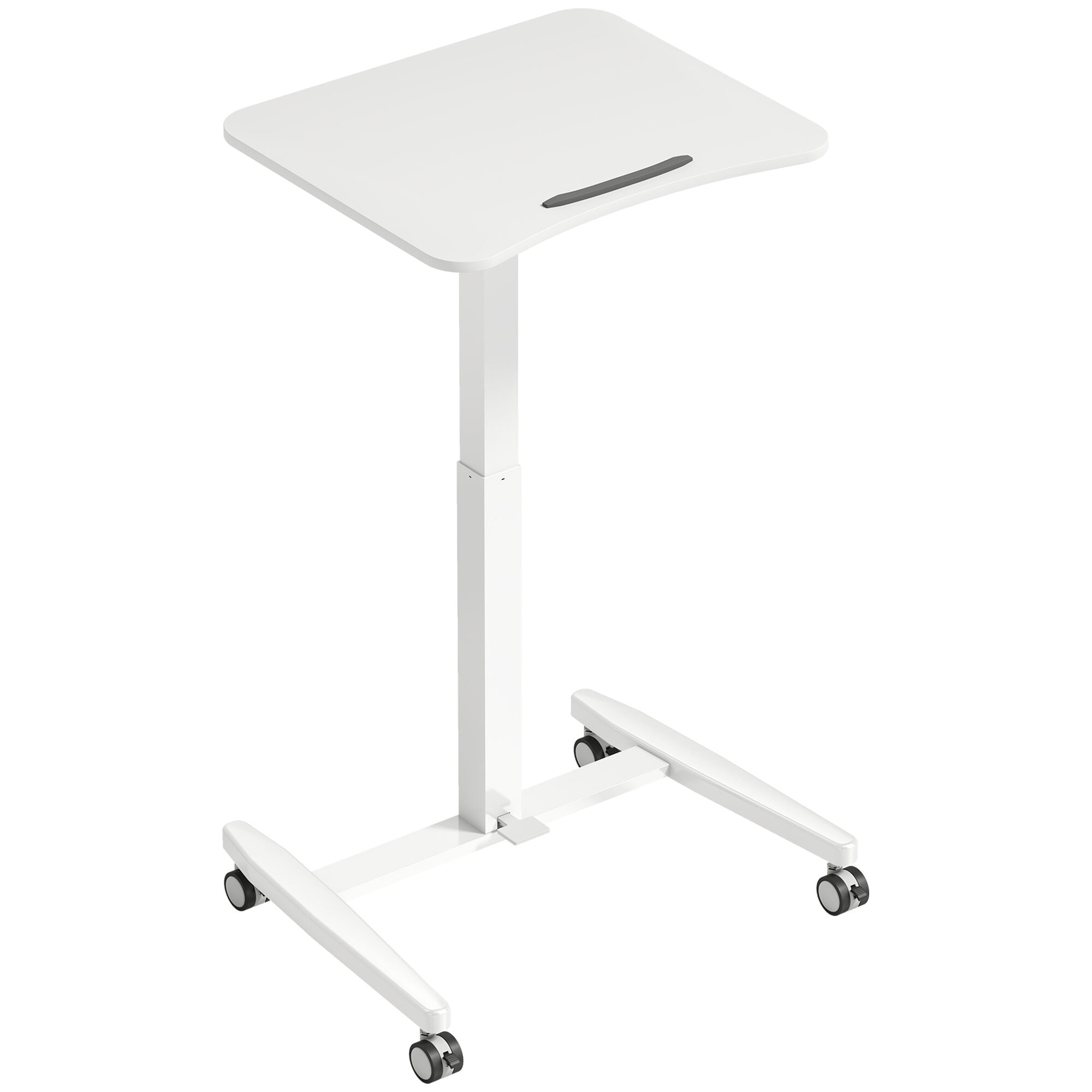 Bureau assis-debout mobile réglable table de lit 2 en 1 plateau inclinable blanc
