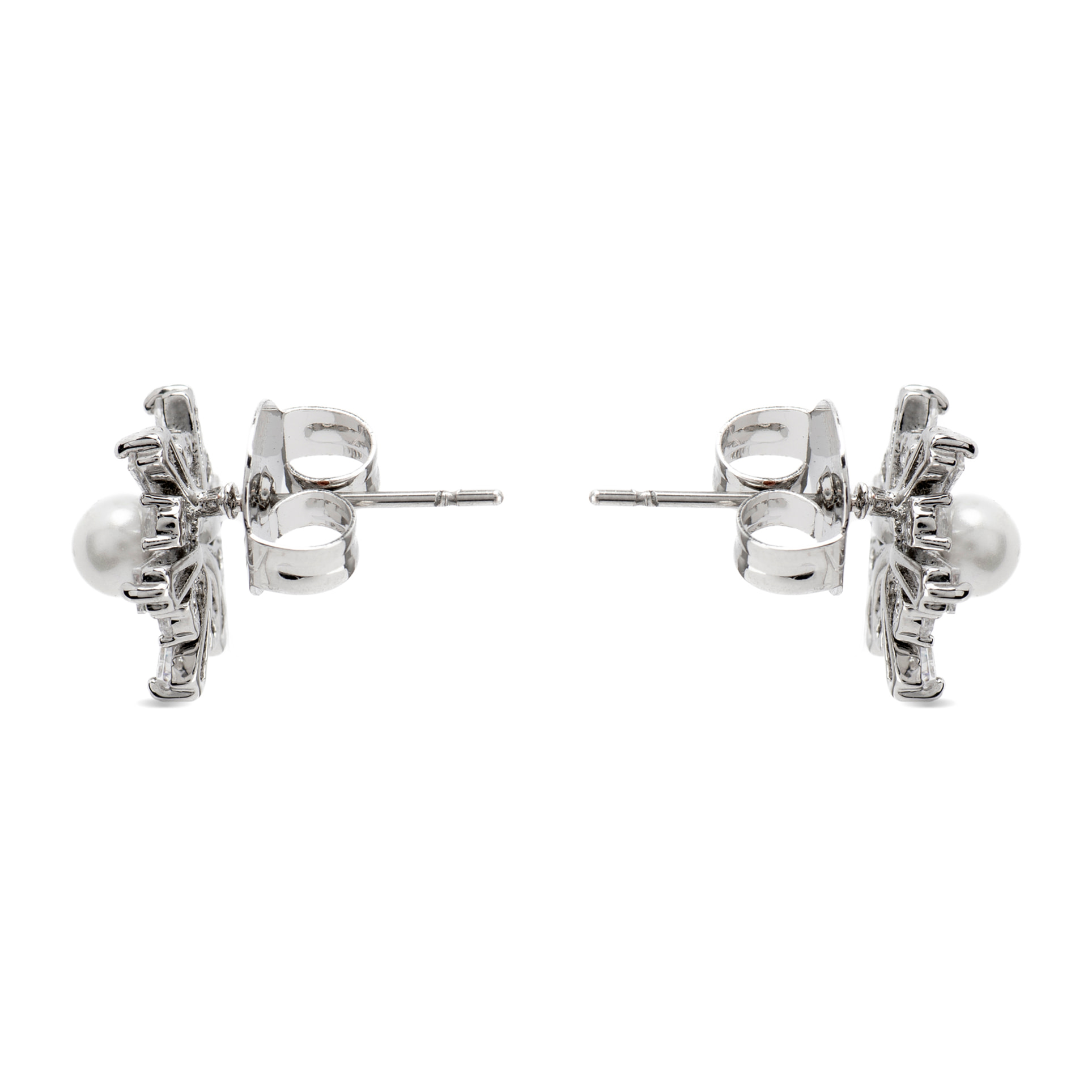 Pendientes con Perla Blanca acabado plata