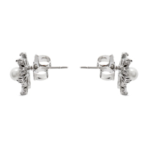 Pendientes con Perla Blanca acabado plata