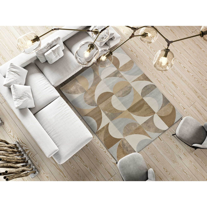 CREAM Alfombra geomÃ©trica en tonos beige, varias medidas disponibles