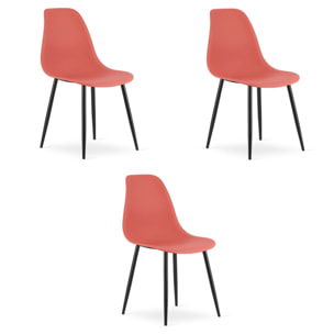 Set di 3 Sedie Wat in Polipropilene Rosso Cinabro