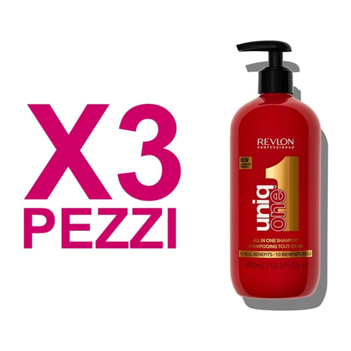 UNIQ ONE Kit All In One Shampoo 3 Pezzi x 490ml