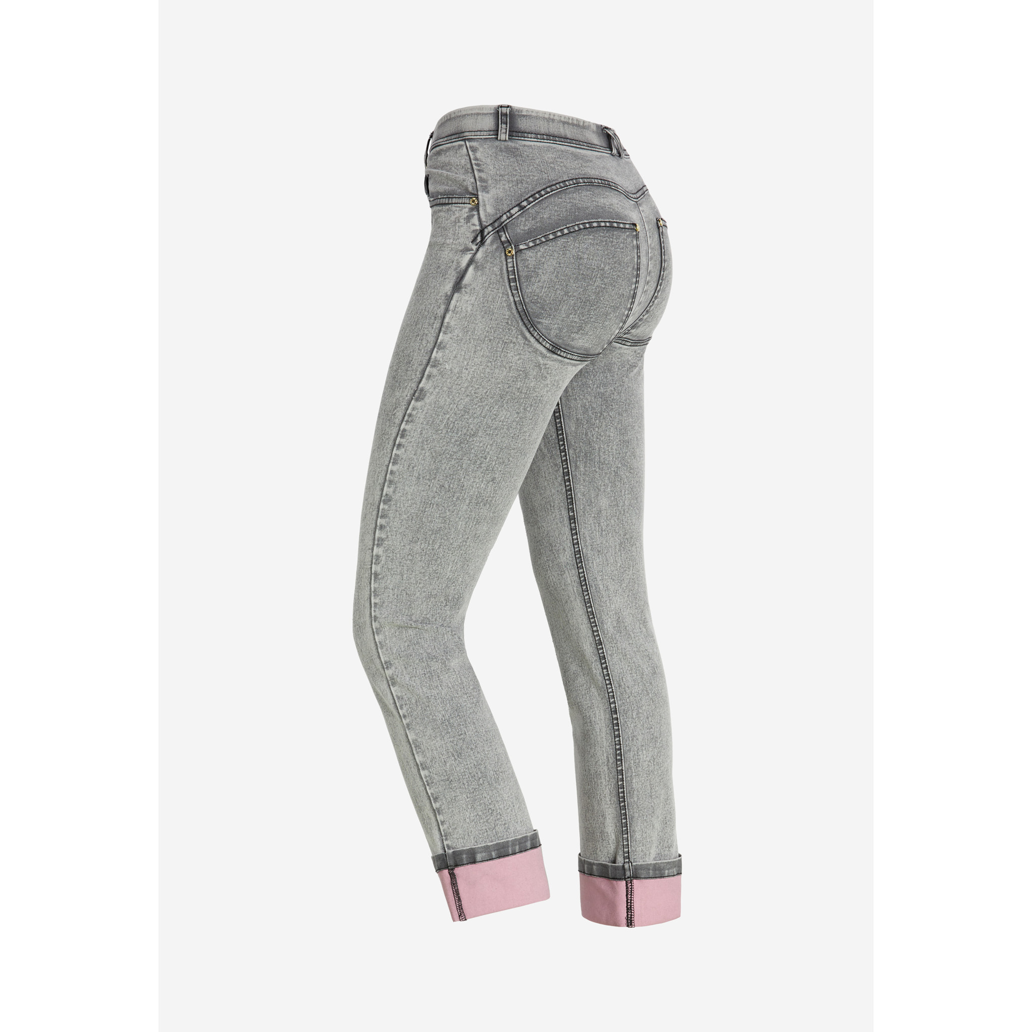 Jeans push up WR.UP® straight risvolto sul fondo a contrasto