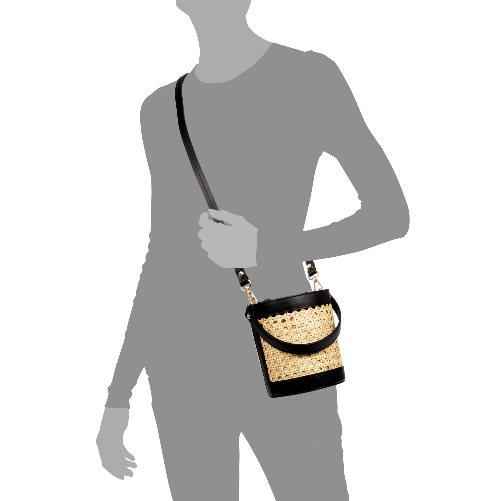 Borsa a mano da donna Apice. Vera pelle abbinata alla canapa