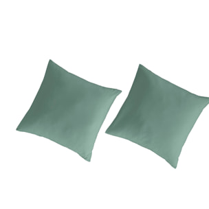 2 taies d'oreiller en 100% percale de coton organic UNI vert clair