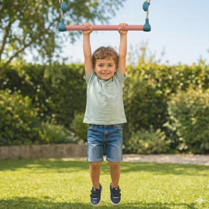 Trapèze métal bleu/corail pour portiques de 1,90 à 2,50 m