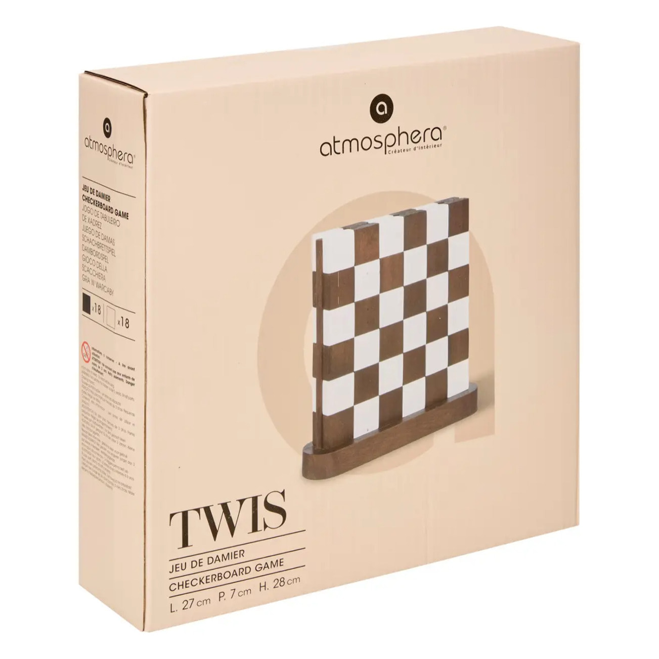 Damier "Twis" paulownia marron 27x28cm