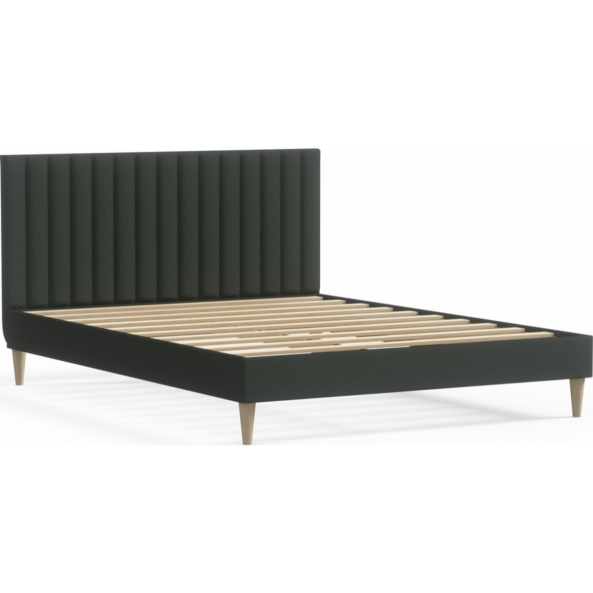 Lit adulte en velours avec tête de lit matelassée - ELIOT