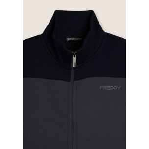 Tuta collo alto con full zip e dettagli colour block