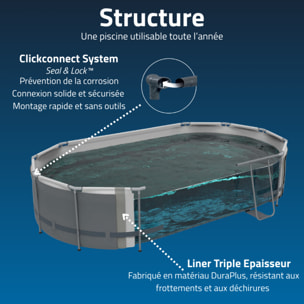 Bestway Piscine hors sol - Ovale - Power Steel Swim Vista - Décor pierres - 488 x 305 x 107 cm