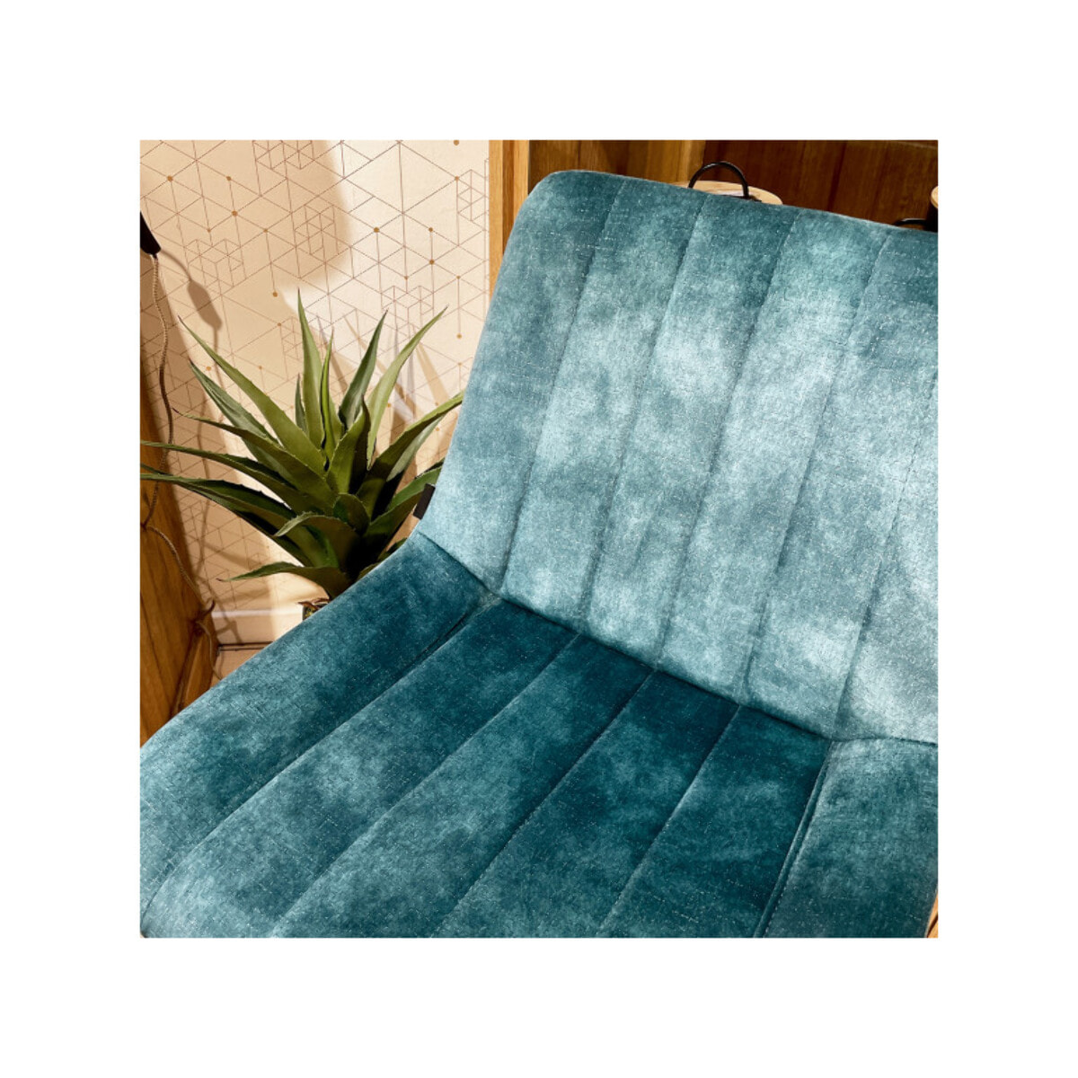 Tabouret de bar rembourré et capitonné en velours - EMMA 2