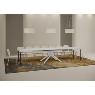 Mesa extensible 90x120/380 cm Karida fresno blanco patas blanca