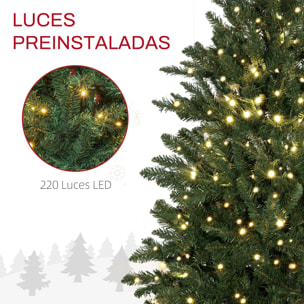 Árbol de Navidad 150 cm Árbol de Navidad Artificial con 220 Luces LED 588 Ramas y Soporte de Metal Árbol Navideño para Salón Interior Verde