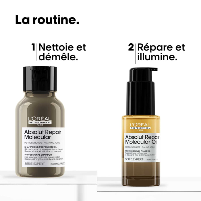 Absolut Repair Molecular - Coffret Shampooing Réparateur 100 ml + Huile Réparatrice 30 ml