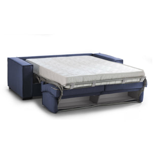 Divano letto 2 posti Amapola, Sofà Soggiorno con apertura girevole, Tessuto imbottito, Braccioli standard, 100% Made in Italy, Cm 200x95h90, Blu
