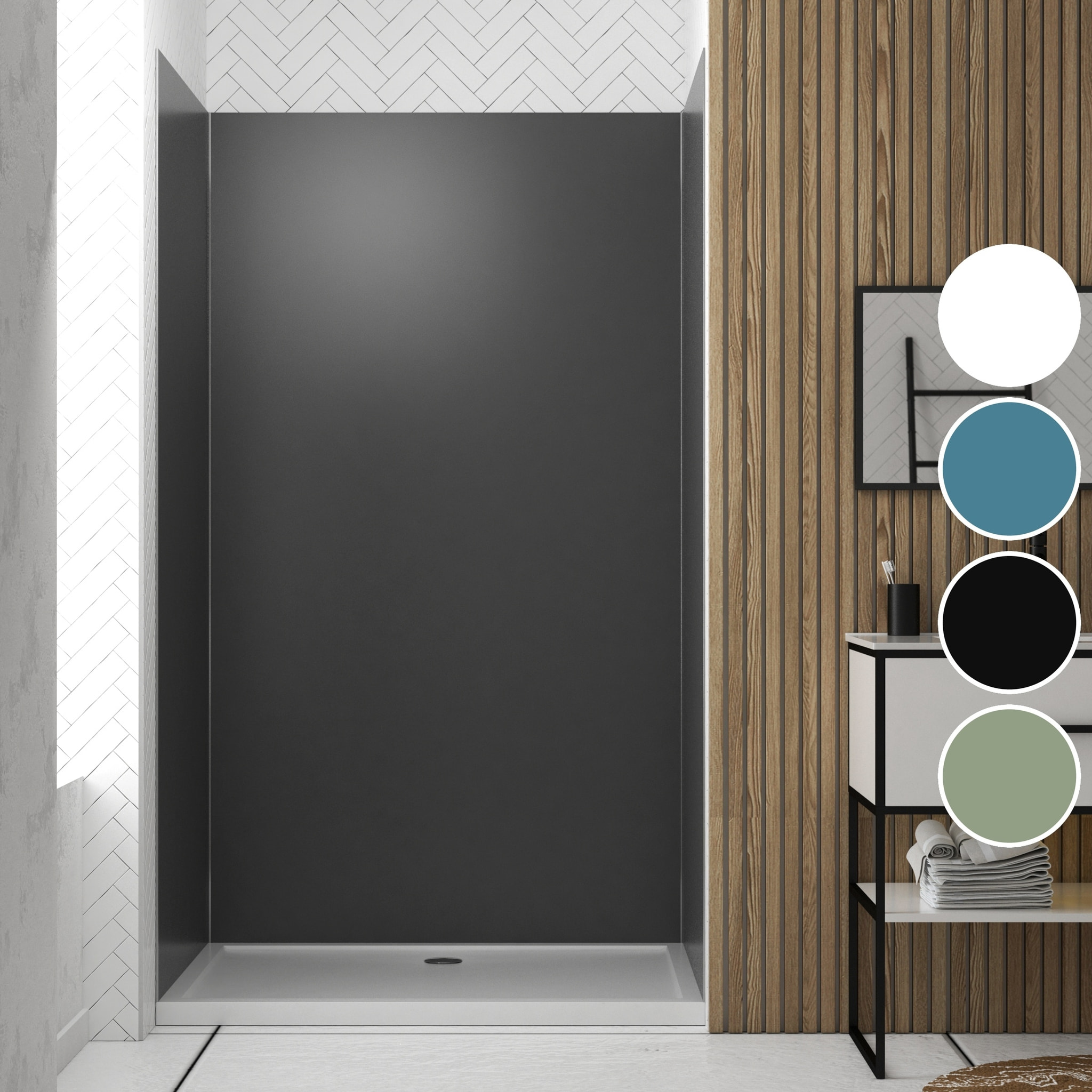 Pack de 3 Panneaux Muraux Aluminium GRIS 90/120/90x210 cm avec Profilés ANODISE BRILLANT - WALL'IT