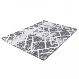 Tapis longs poils shaggy tissé motif rétro-vintage GACO