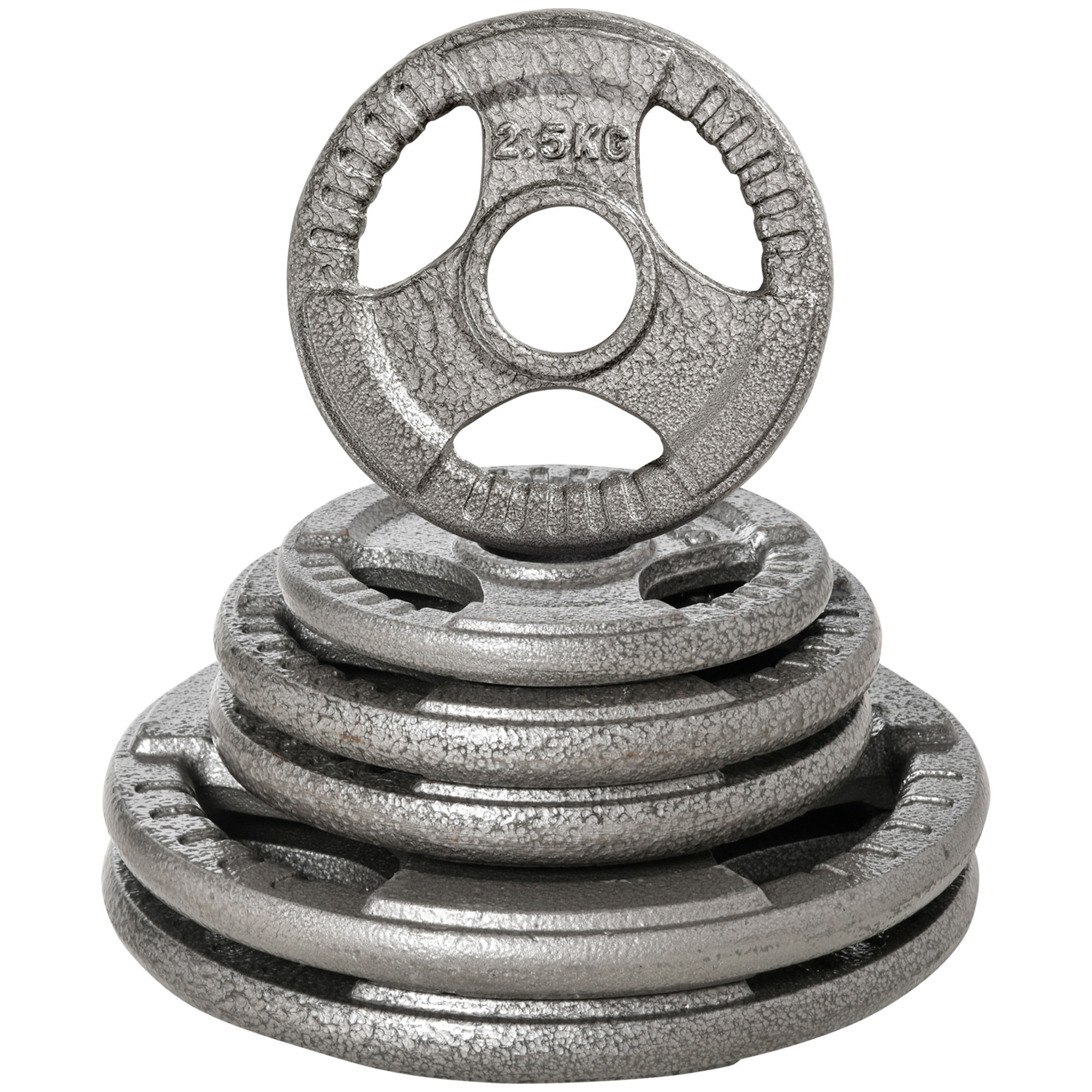 Juego de 6 Discos de Pesas de Acero 2,5-10 kg con Peso Total de 35 kg Discos Olímpicos con Orificio Central de Ø54 mm para Entrenamiento en Casa Gimnasio Plata
