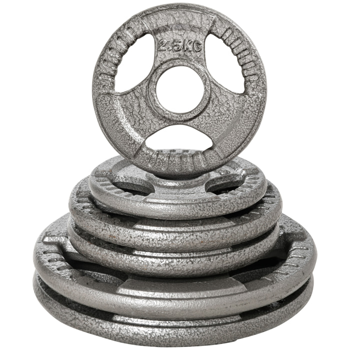 Juego de 6 Discos de Pesas de Acero 2,5-10 kg con Peso Total de 35 kg Discos Olímpicos con Orificio Central de Ø54 mm para Entrenamiento en Casa Gimnasio Plata