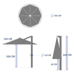 Parasol déporté rond Manoa 3m acajou