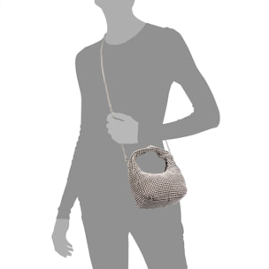 Baganza bolso de mano de fiesta con pedrería de circonitas grado 5A, diseño diamante efecto brillante.