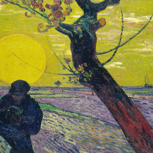 Poster Le semeur au soleil couchant - Vincent Van Gogh Affiche sous cadre noir