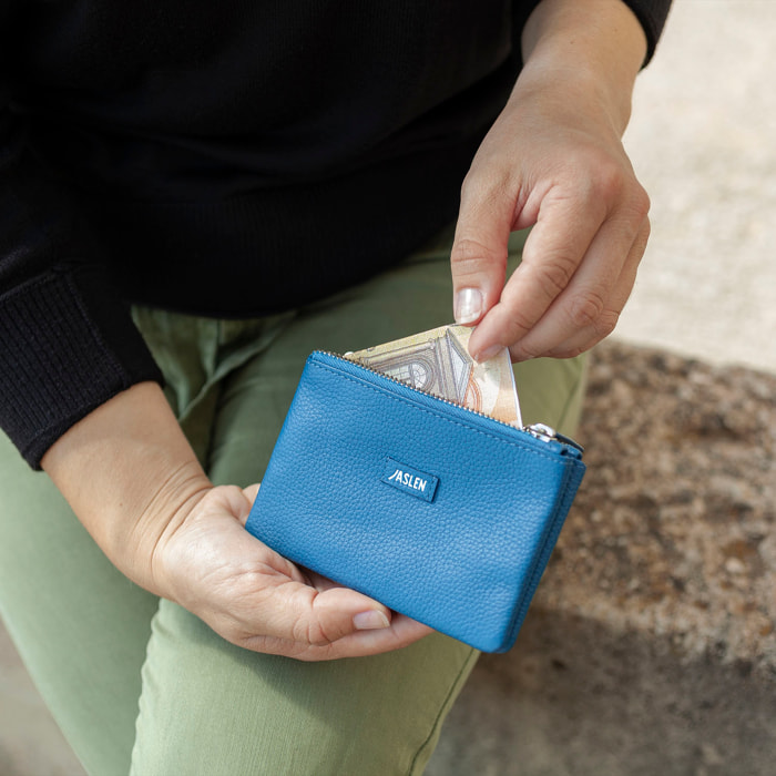 Monedero Piel Mujer Jaslen Amberes Azul