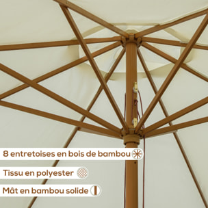 Parasol droit Ø3 m – Grand format – Bois de bambou