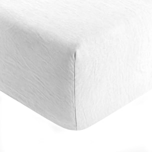 Drap Housse Microfibre Lavee - Bonnet 28cm Blanc